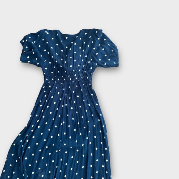 FAITHFULL THE BRAND REVOLVE Magda Midi Dress in Vintage Blue Ronja Polka Dot - M - Picture 6 of 6